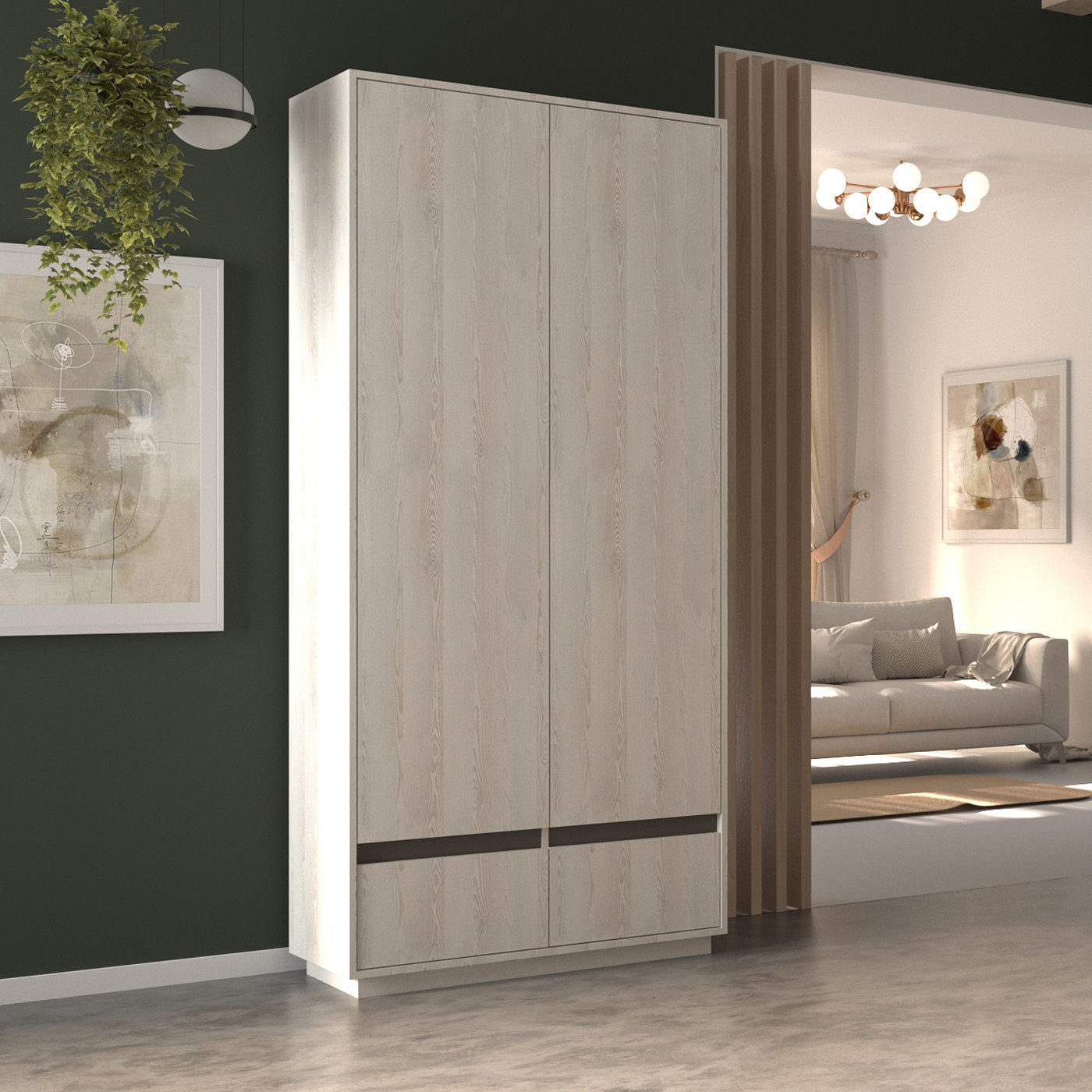 Шкаф Скара-201rm современный для прихожей и спальни - фото 2 large