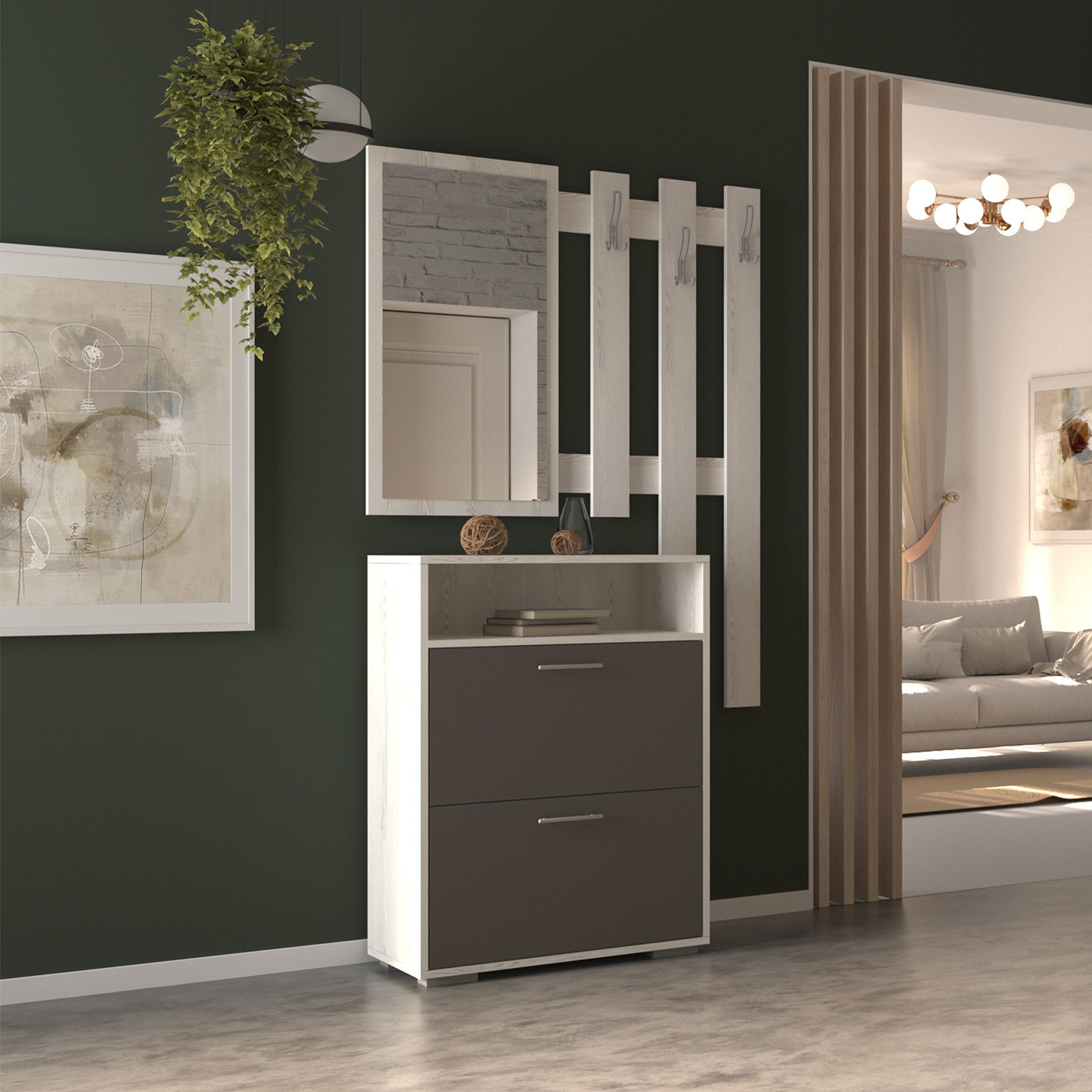 Модульная прихожая Бост-1200kl современный дуб крафт золотой - фото 5 large