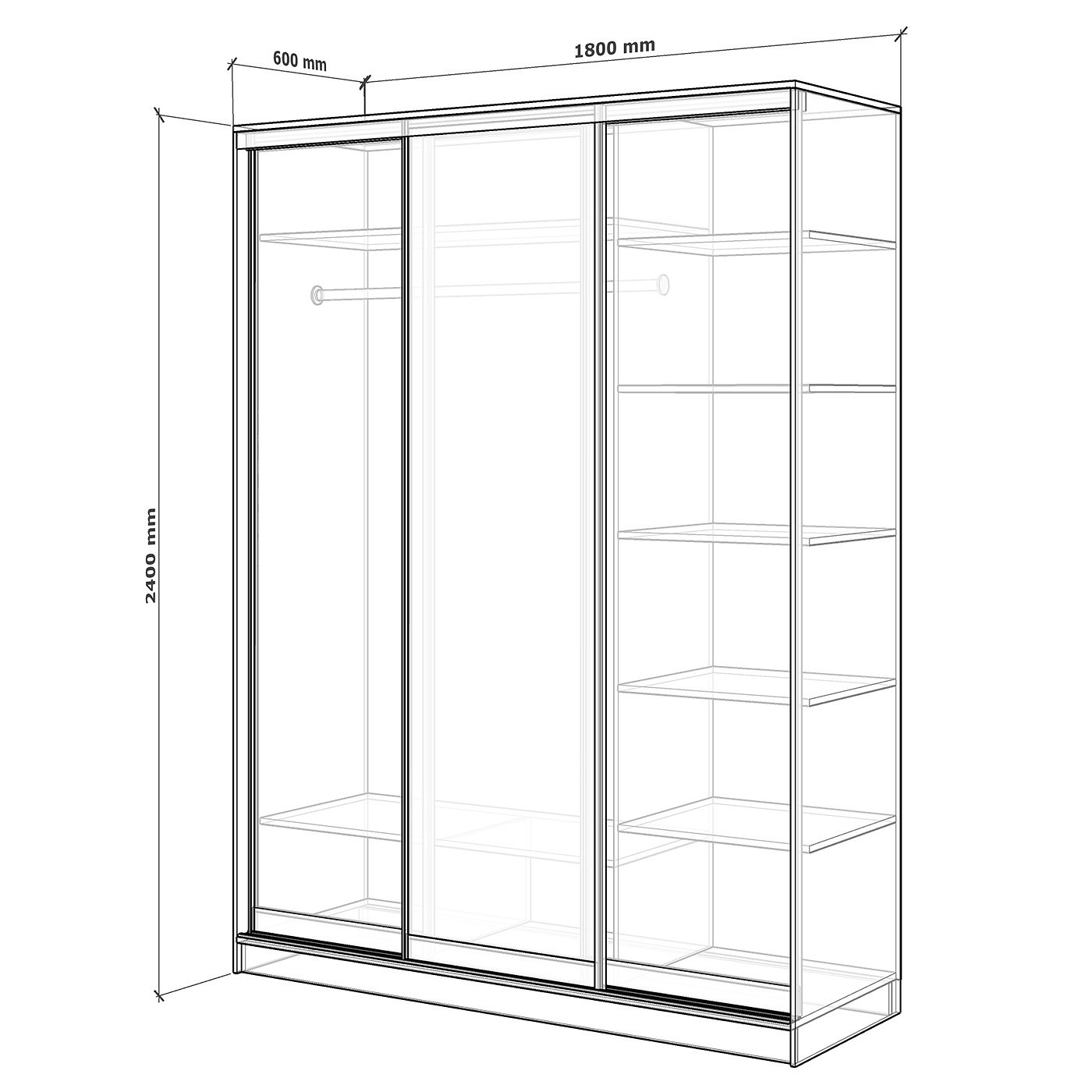 Шкаф-купе Вевер-200q современный для прихожей и спальни - фото 2 large