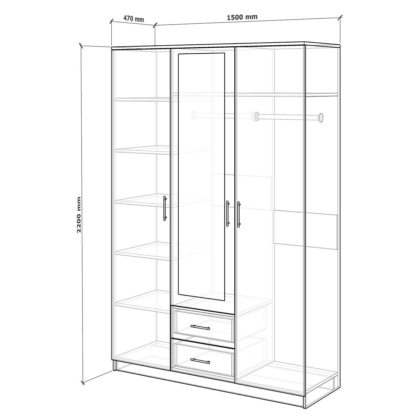 Шкаф Висп-200a современный для прихожей и спальни - фото 2 large