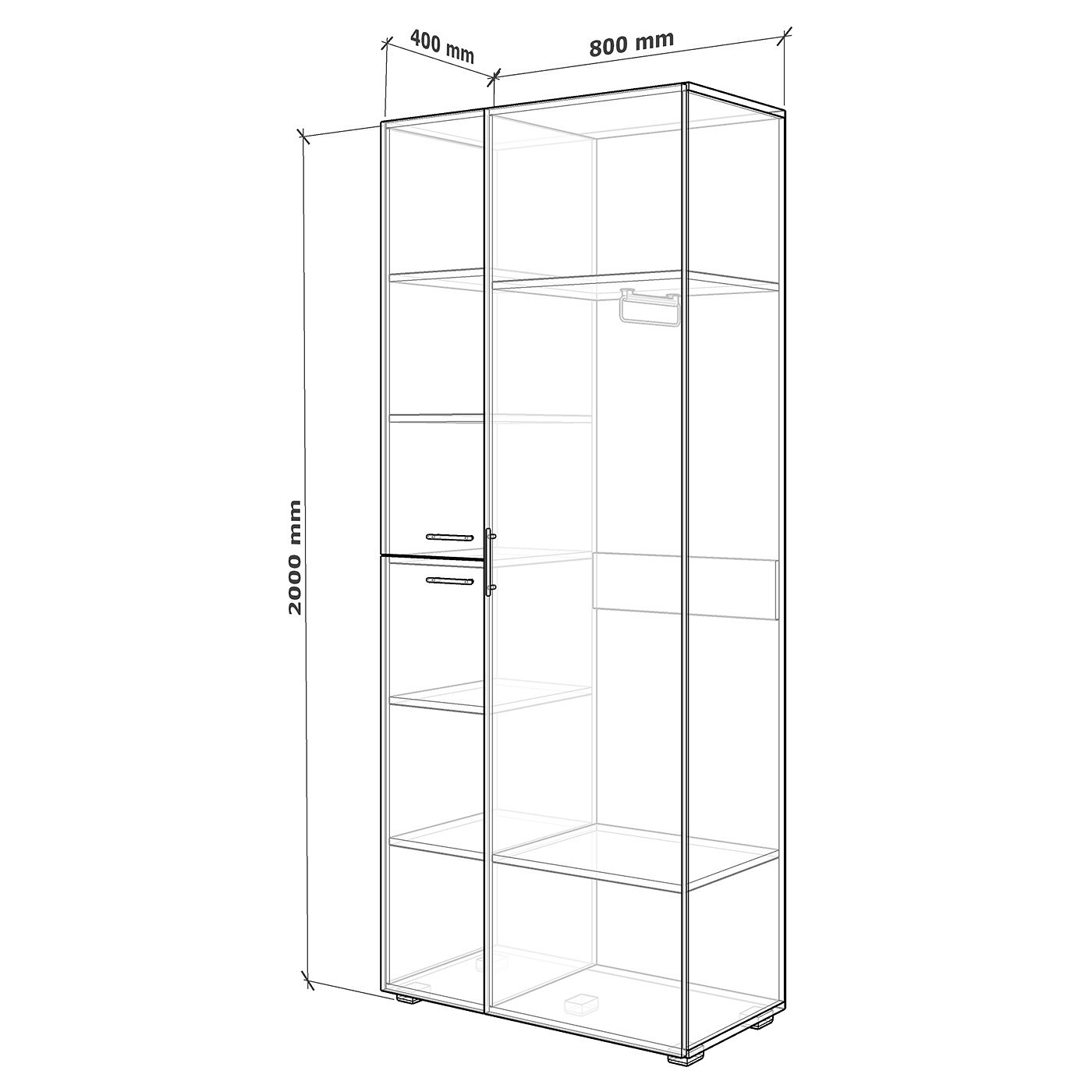 Шкаф Монс-201qh современный для прихожей и спальни - фото 3 large