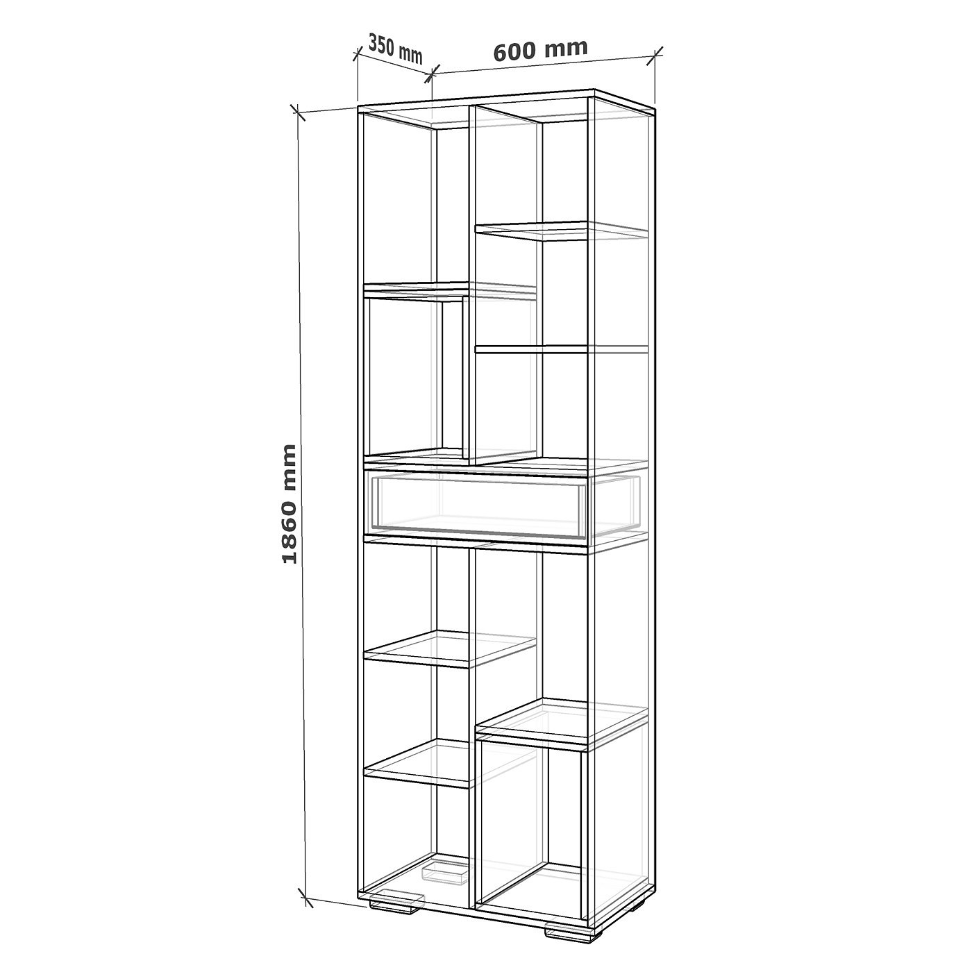 Стеллаж Грау-200ok современный для гостиной и спальни - фото 2 large