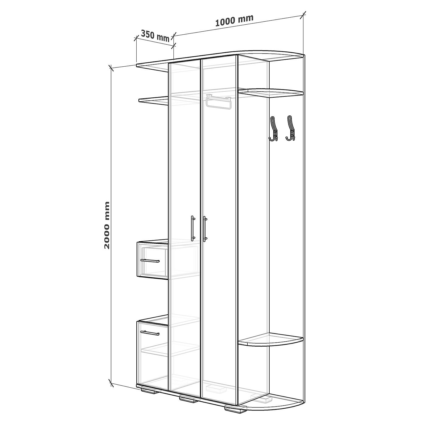 Прихожая Виза-400e современный белый - фото 2 large