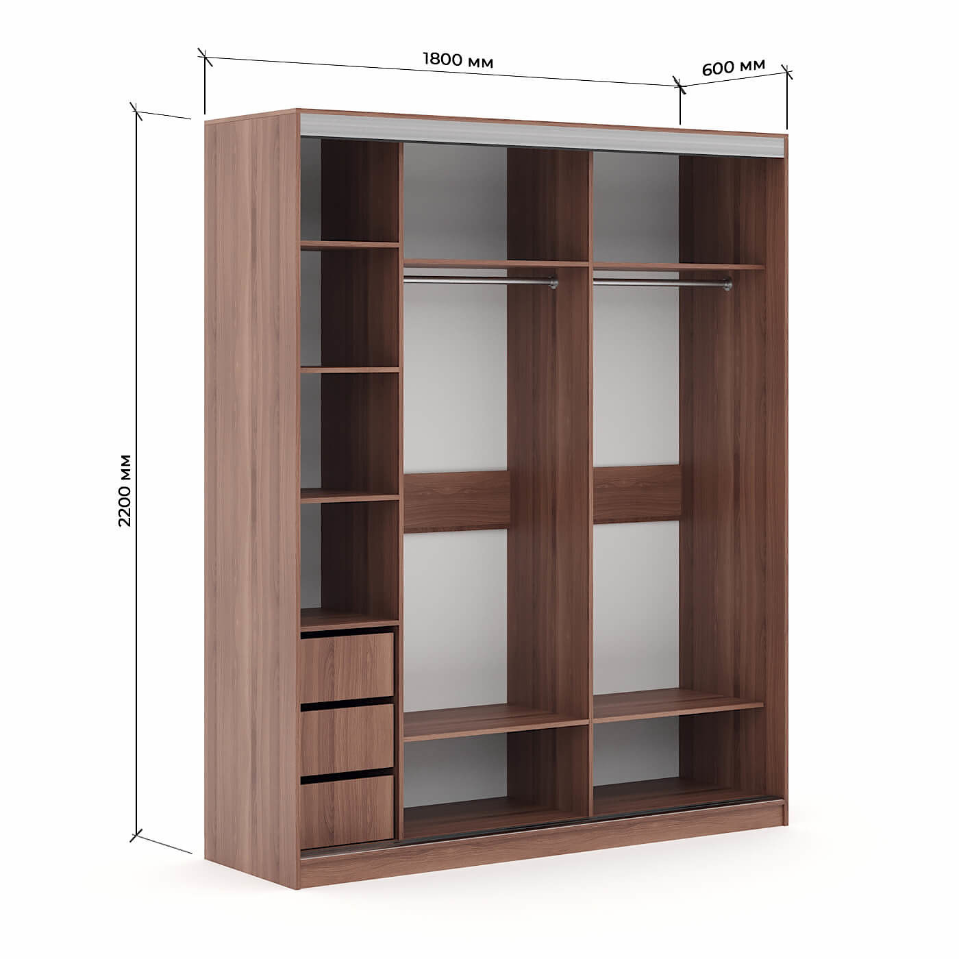 Шкаф-купе Версаль 3-202d современный для прихожей и спальни - фото 3 large