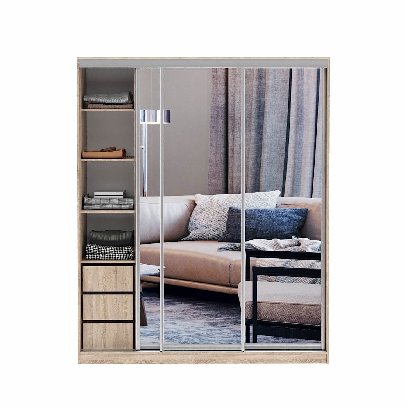 Шкаф-купе Версаль 3-202g современный для прихожей и спальни - фото 2 large