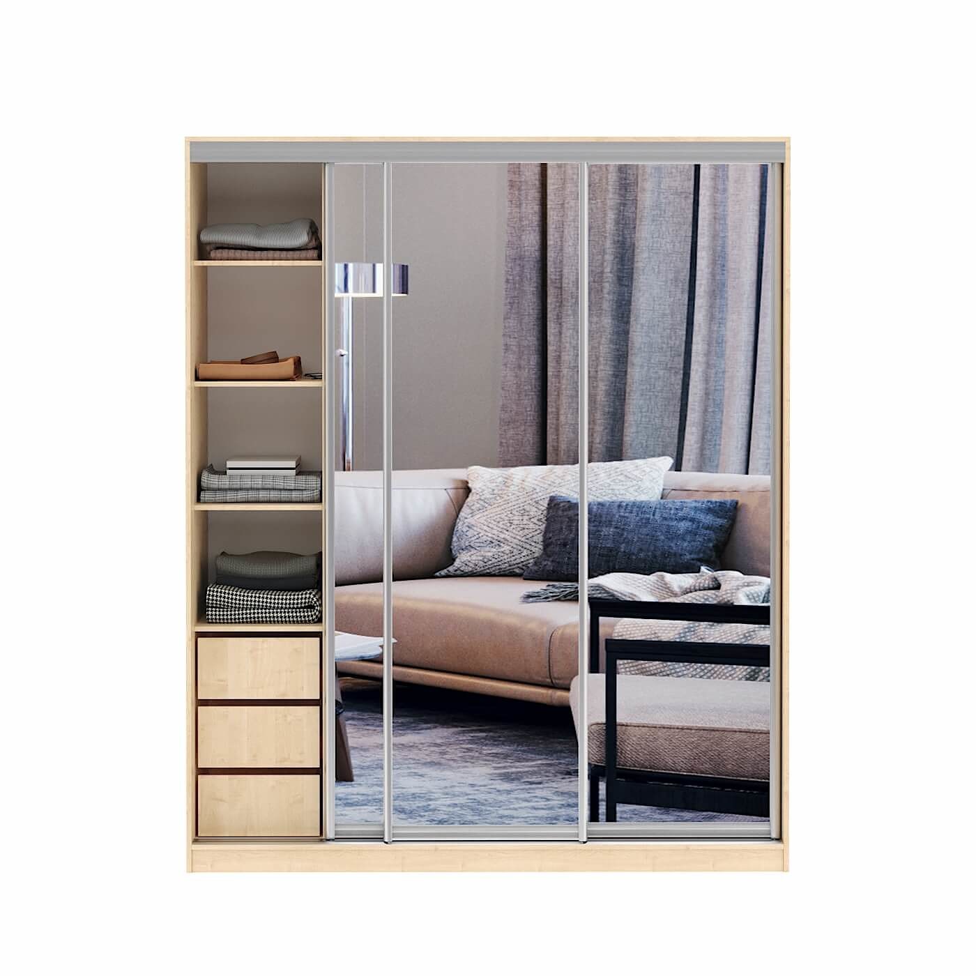 Шкаф-купе Версаль 3-202x современный для прихожей и спальни - фото 2 large