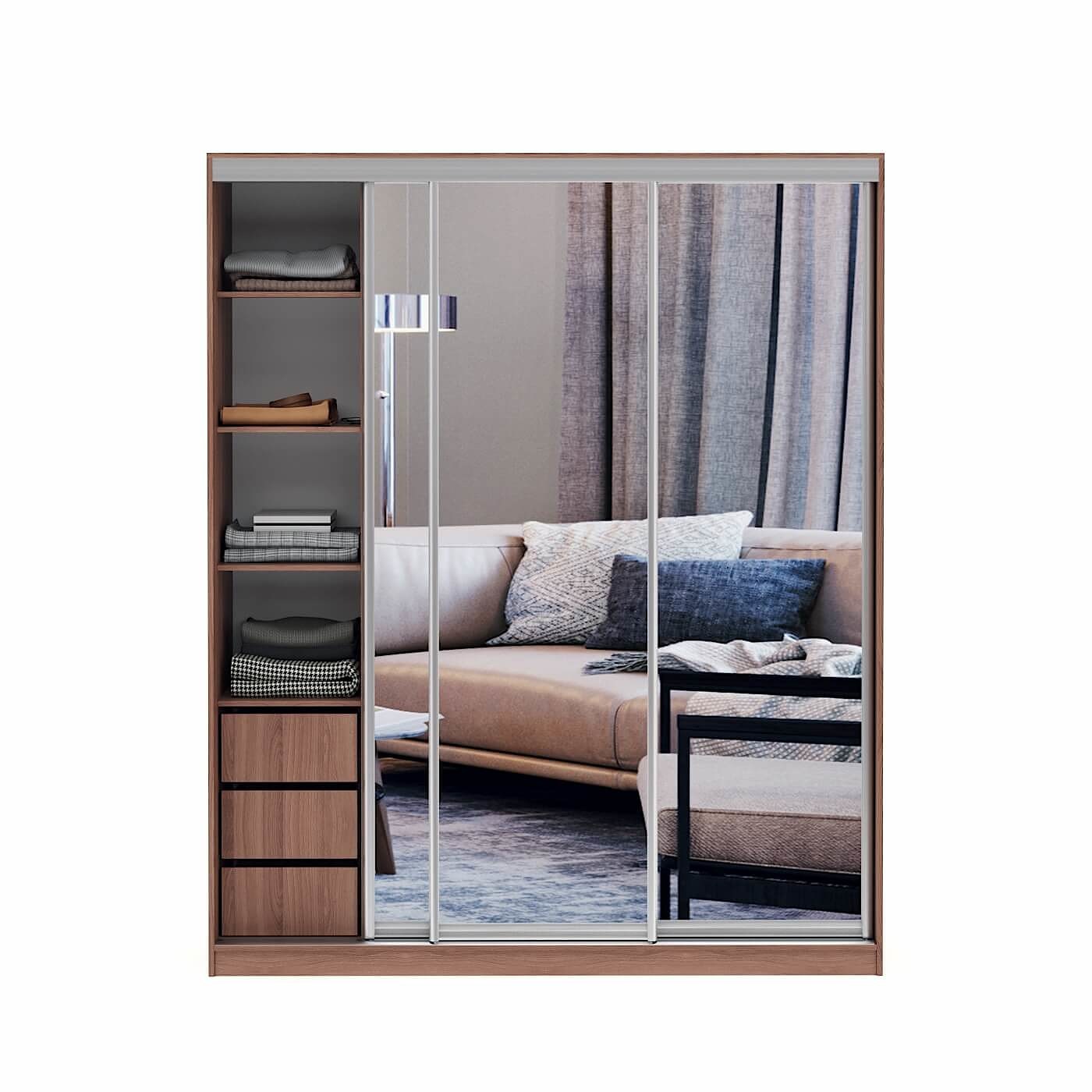 Шкаф-купе Версаль 3-202d современный для прихожей и спальни - фото 2 large