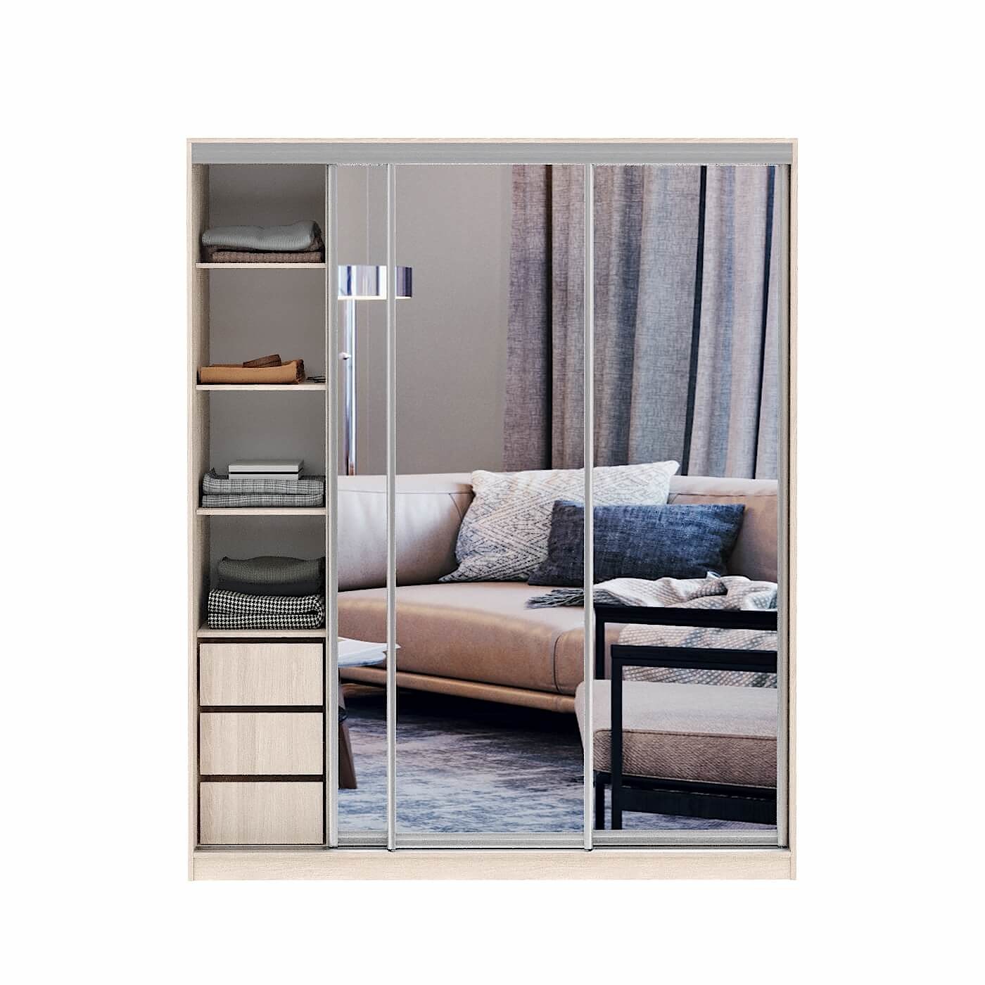 Шкаф-купе Версаль 3-202c современный для прихожей и спальни - фото 2 large