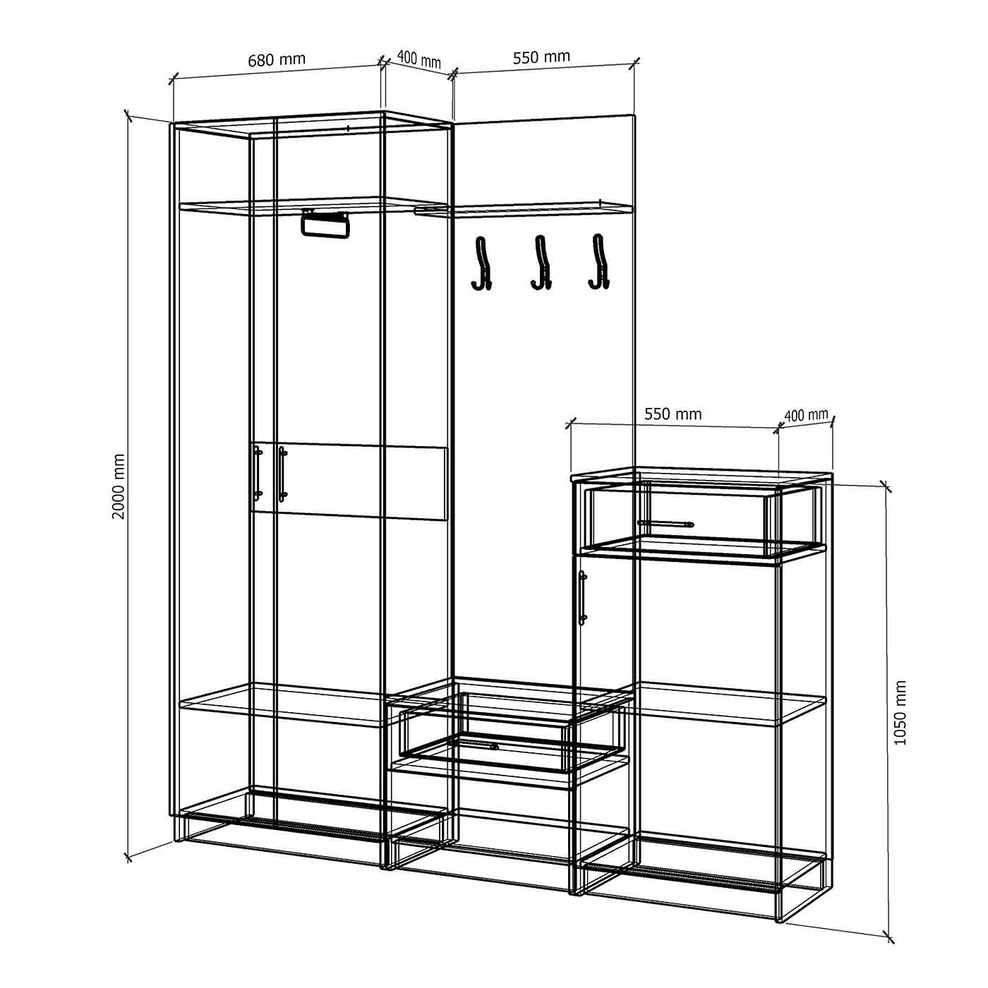 Модульная прихожая Алст-1200rm современный слоновая кость - фото 5 large