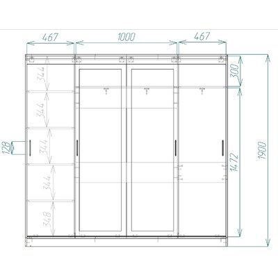 Шкаф-купе Миллениум 4-200c классический для прихожей - фото 4 home