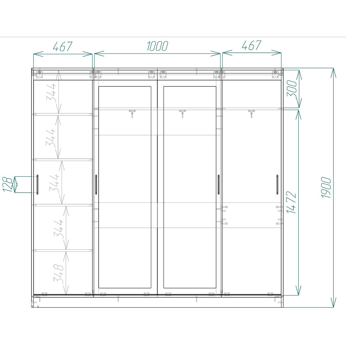 Шкаф-купе Миллениум 4-200f классический для прихожей и спальни - фото 4 large