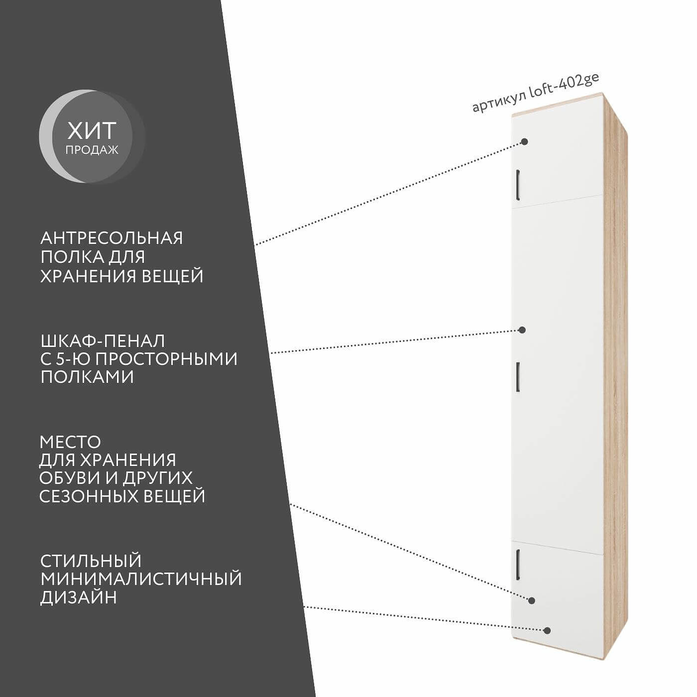 Модульная прихожая Лофт-402ge современный дуб сонома - фото 2 large