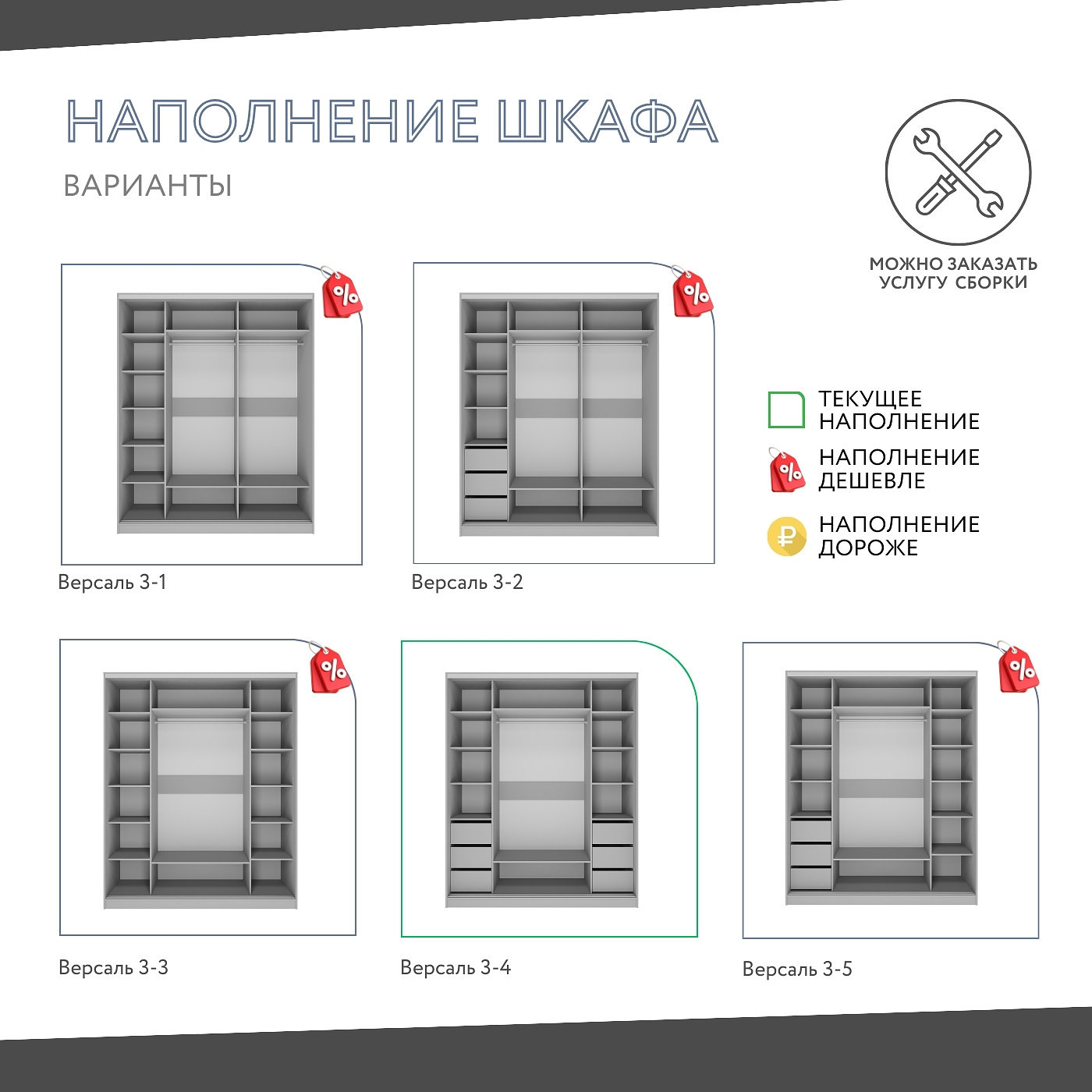 Шкаф-купе Версаль 3-200w современный для прихожей и спальни - фото 5 large