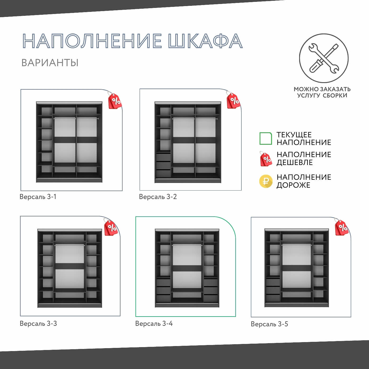 Шкаф-купе Версаль 3-200u современный для прихожей и спальни - фото 5 large