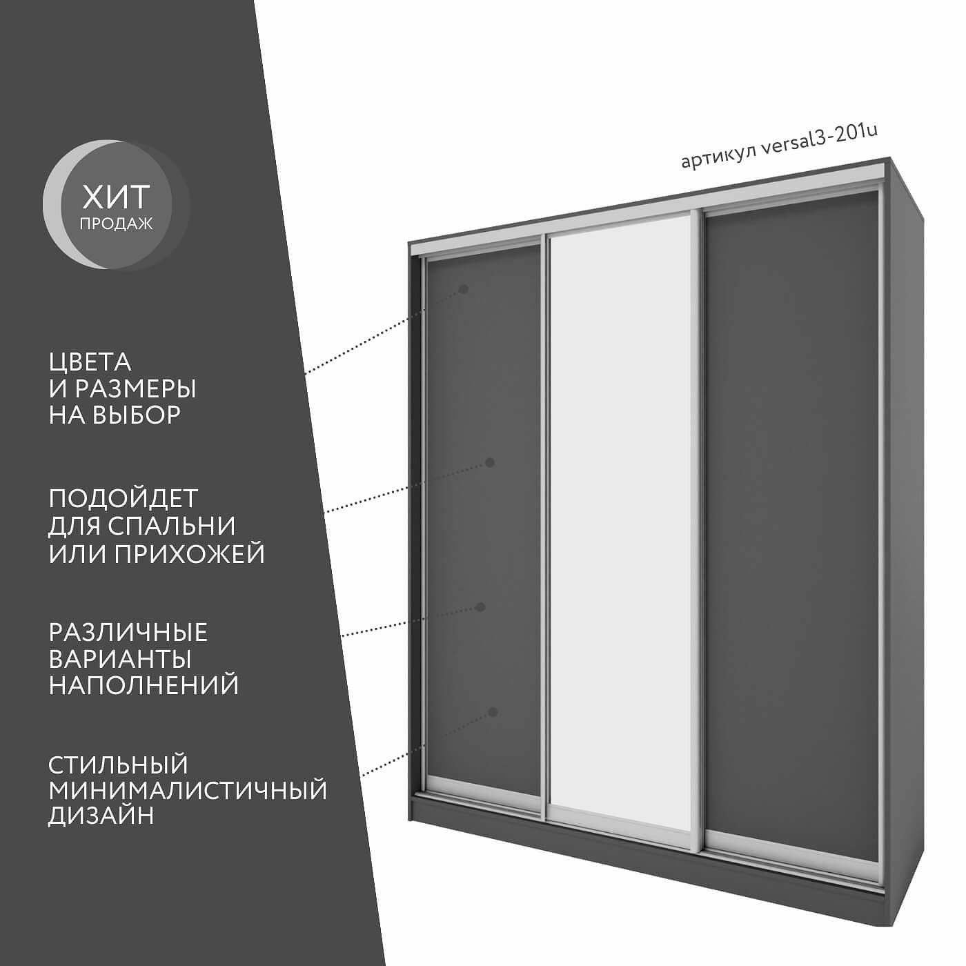 Купить Шкаф-купе Версаль 3-201u цена 32 780 ₽ в интернет магазине Мебель  стор