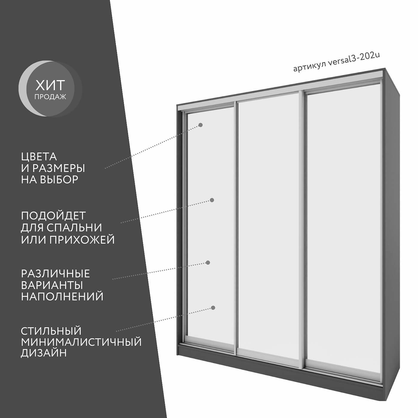 Купить Шкаф-купе Версаль 3-202u цена 38 909 ₽ в интернет магазине Мебель  стор