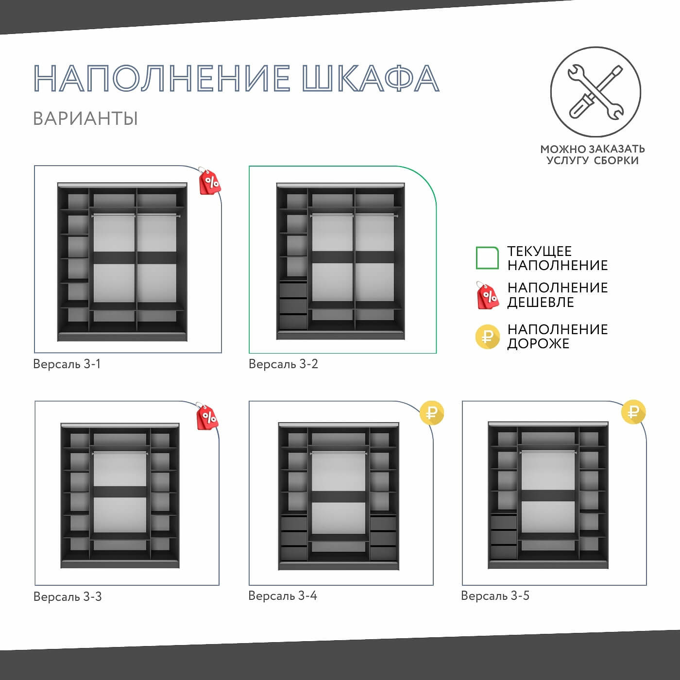 Шкаф-купе Версаль 3-202u современный для прихожей и спальни - фото 4 large