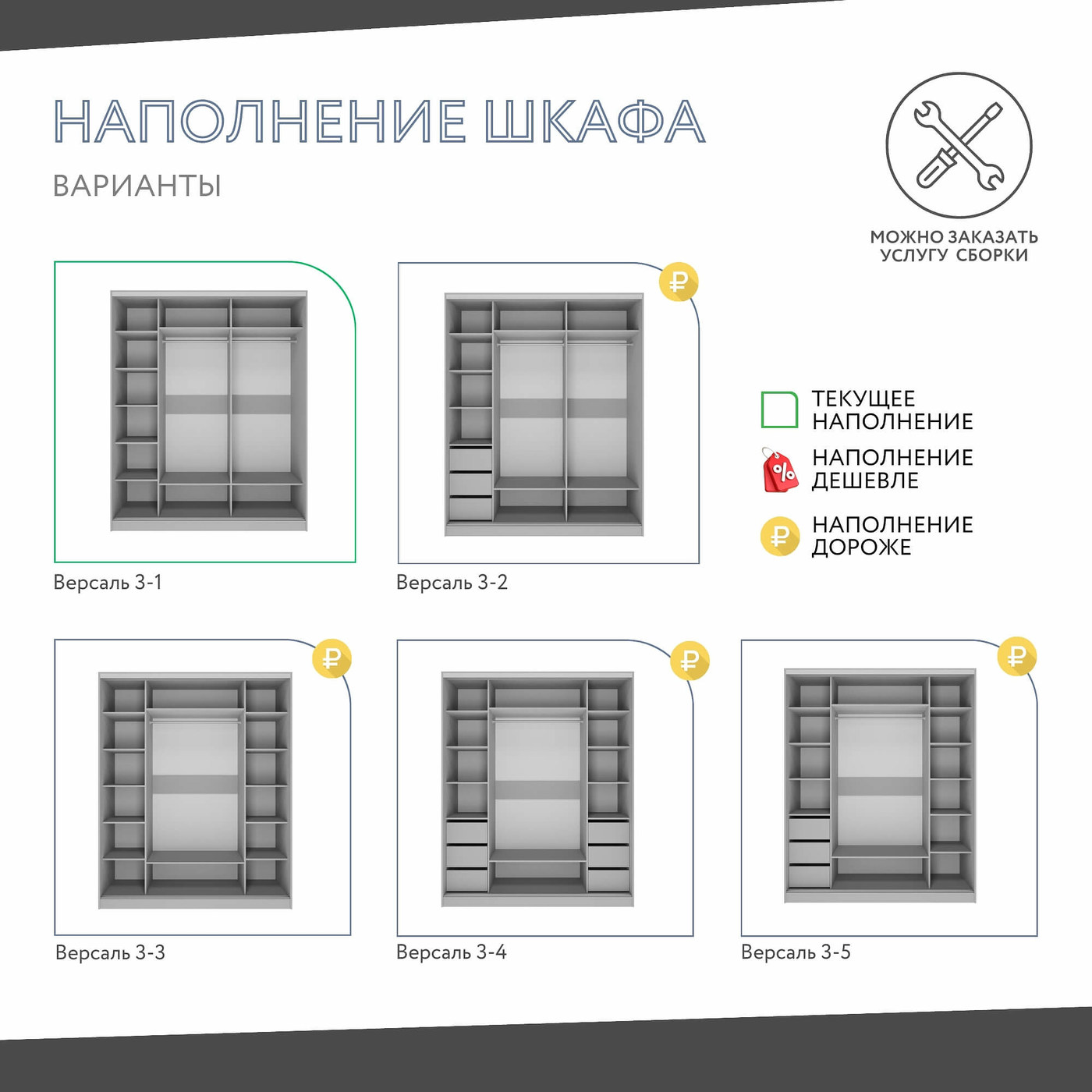 Шкаф-купе Версаль 3-201w современный для прихожей и спальни - фото 4 large