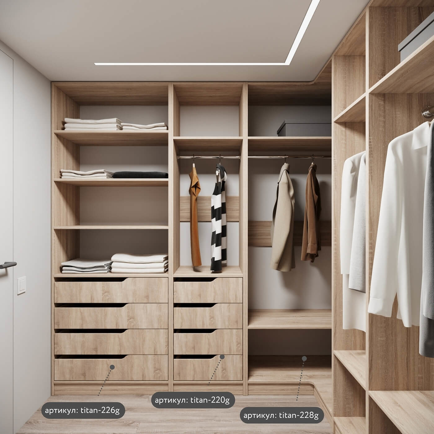 Гардеробная Титан-241g минимализм для прихожей - фото 5 large