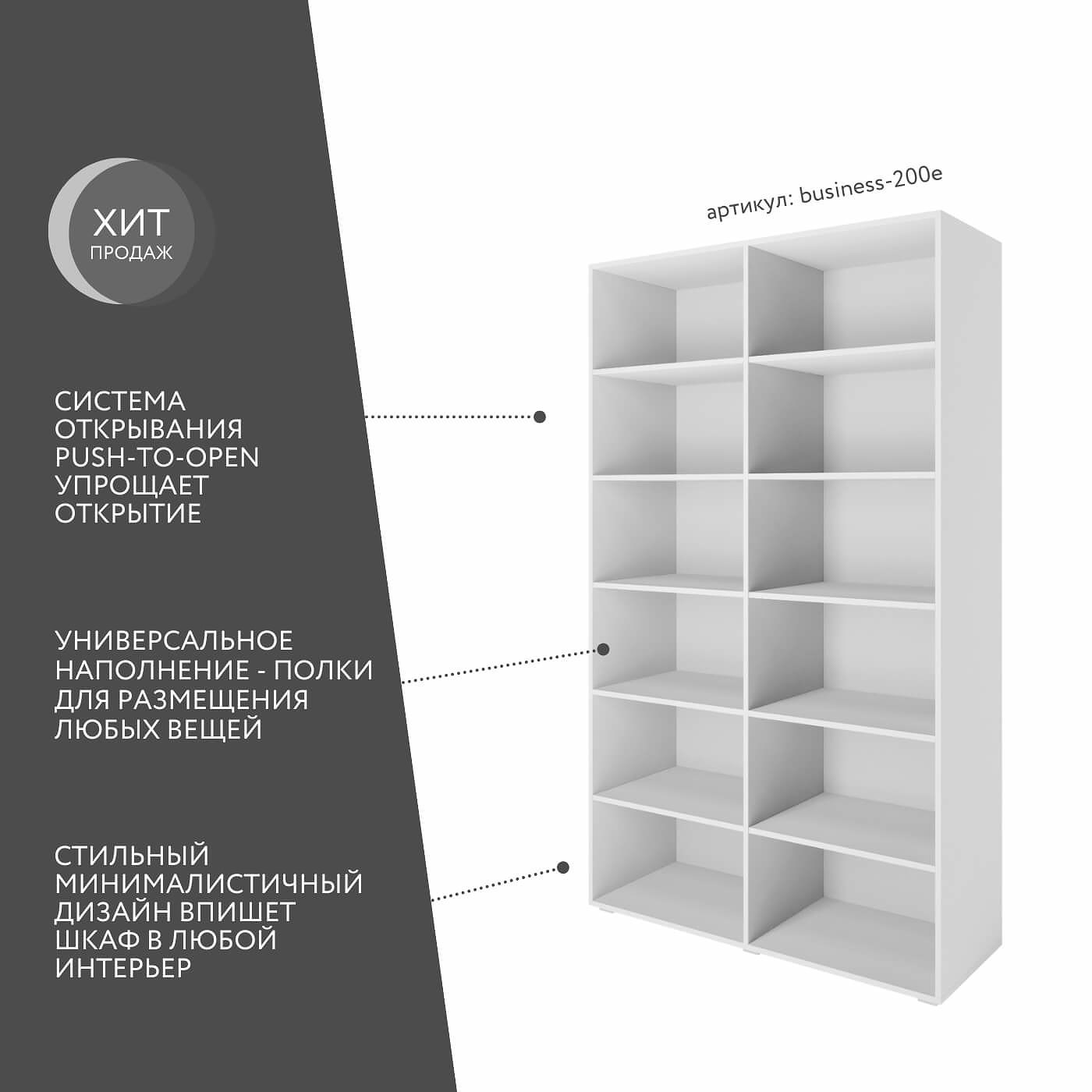 Шкаф Бизнес-200e минимализм для офиса и спальни - фото 2 large