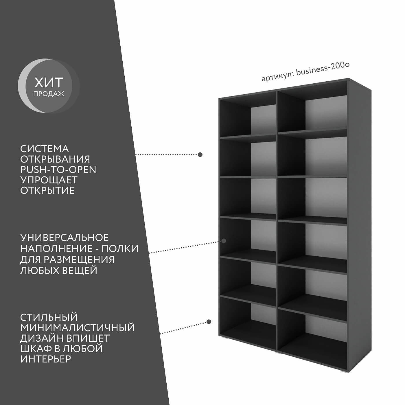 Шкаф Бизнес-200o минимализм для офиса и спальни - фото 2 large