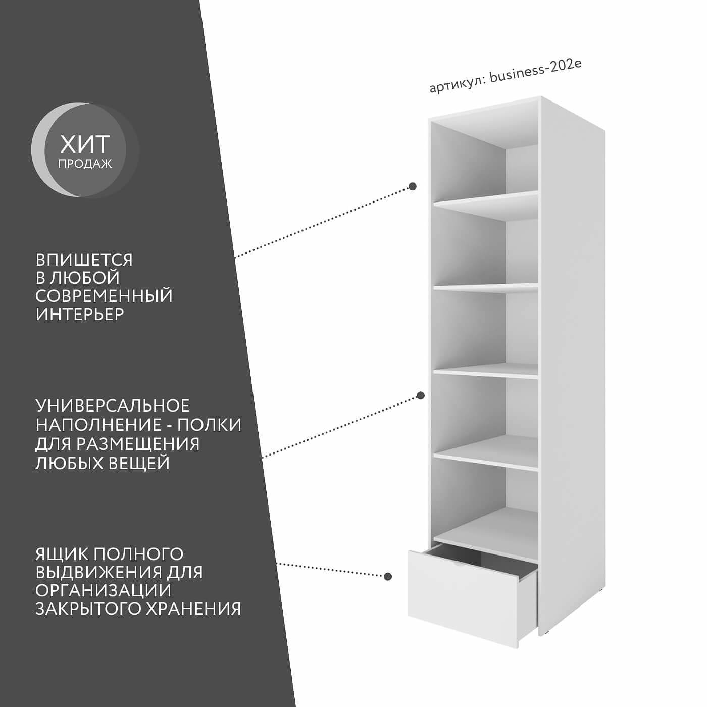 Шкаф Бизнес-202e минимализм для офиса и спальни - фото 2 large