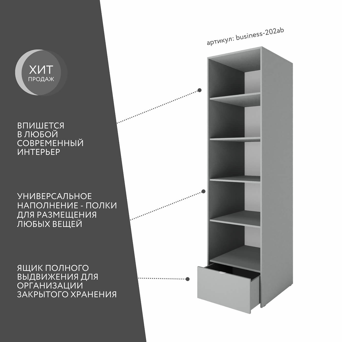 Шкаф Бизнес-202ab минимализм для офиса и спальни - фото 2 large