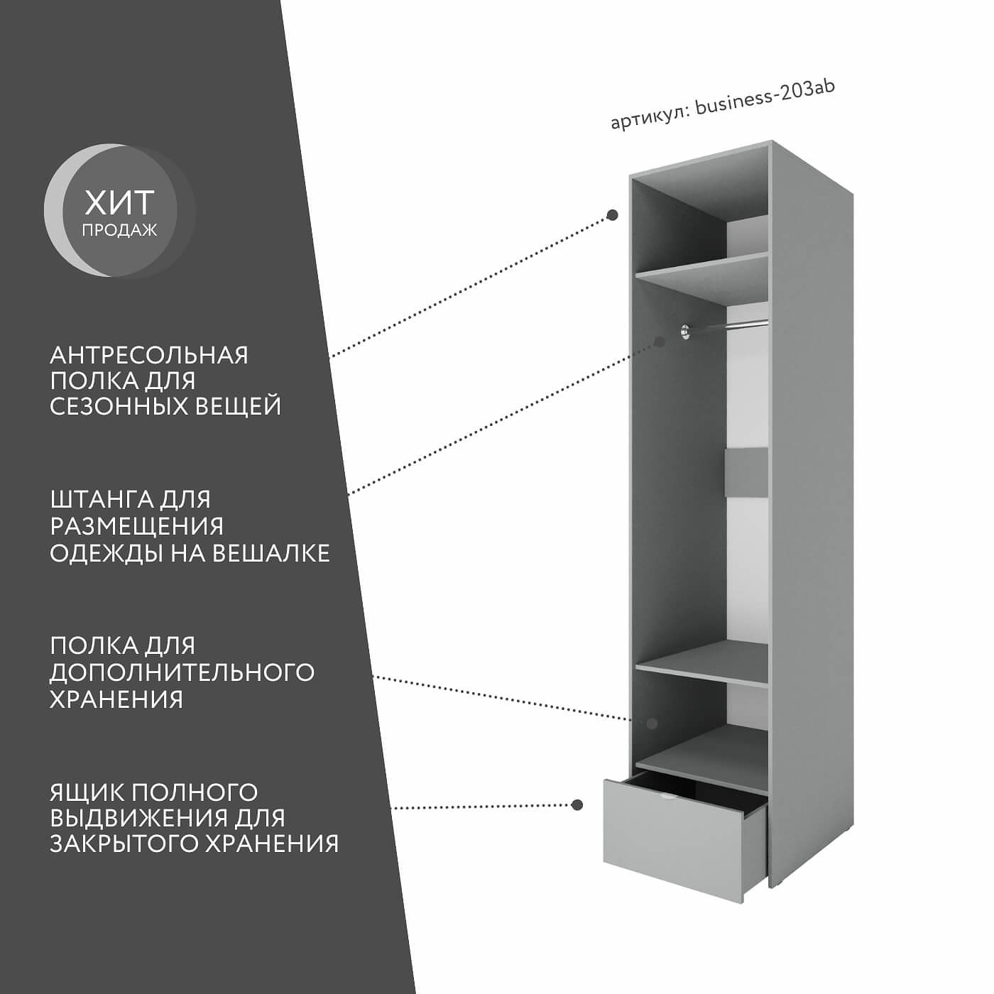 Шкаф Бизнес-203ab минимализм для офиса и спальни - фото 2 large