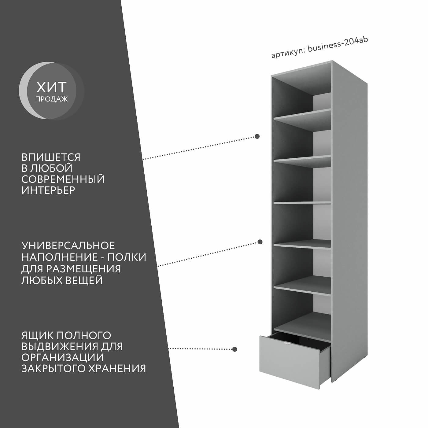 Шкаф Бизнес-204ab минимализм для офиса и спальни - фото 2 large