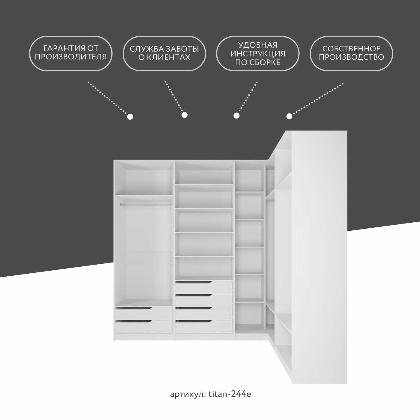 Гардеробная Титан-244e минимализм для прихожей - фото 11 large