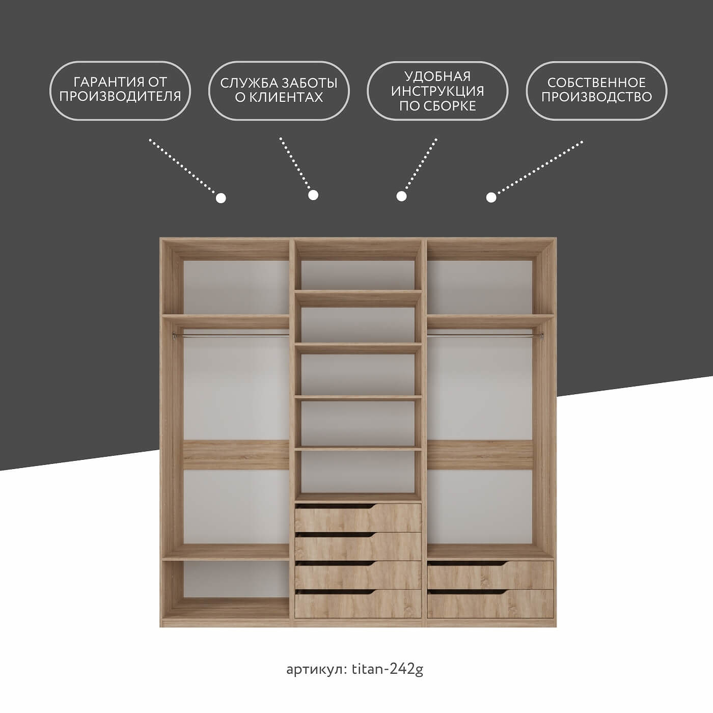 Гардеробная Титан-242g минимализм для прихожей - фото 9 large