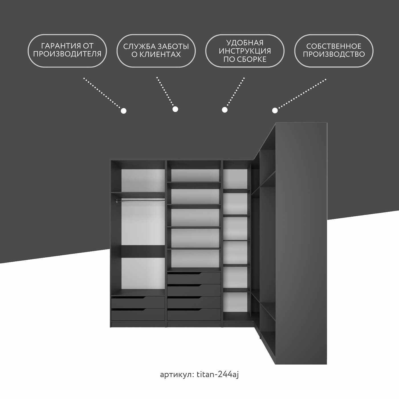 Гардеробная Титан-244aj минимализм для прихожей - фото 11 large