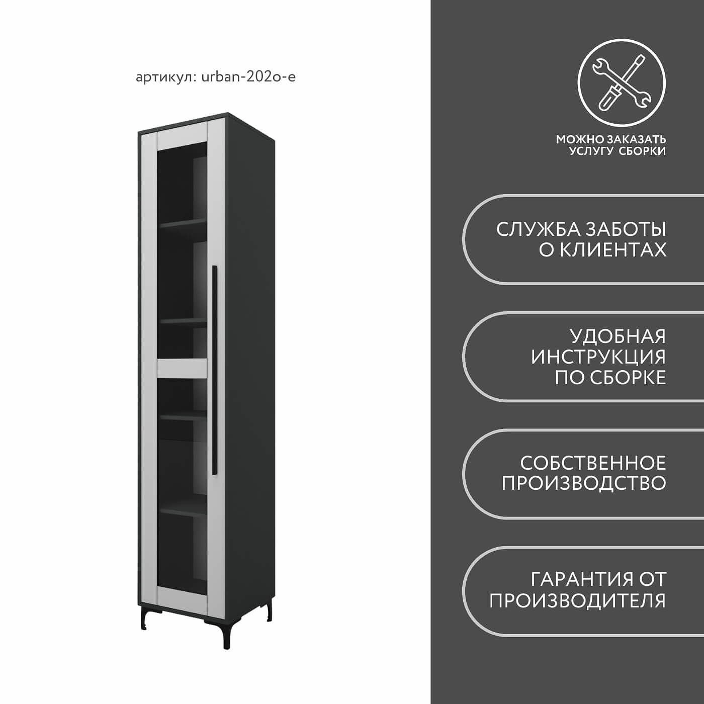 Шкаф-витрина Урбан-202o-e современный для офиса и спальни - фото 9 large