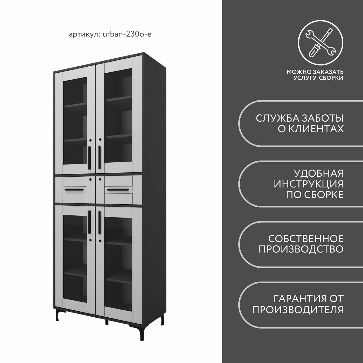 Шкаф-витрина с замком для документов Урбан-230o-e современный для офиса и спальни - фото 12 large